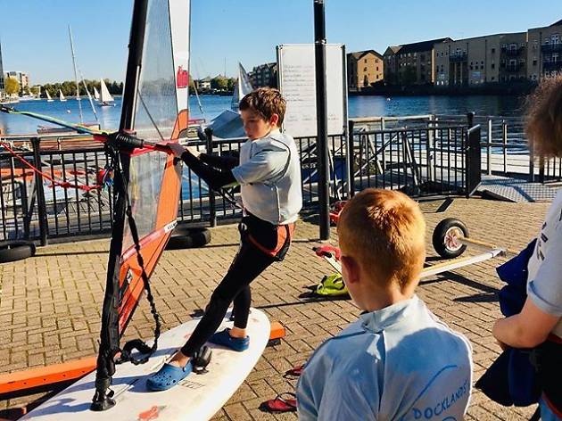 Docklands windsurfing session - watersports for kids in London Docklands windsurfing session - watersports for kids in London