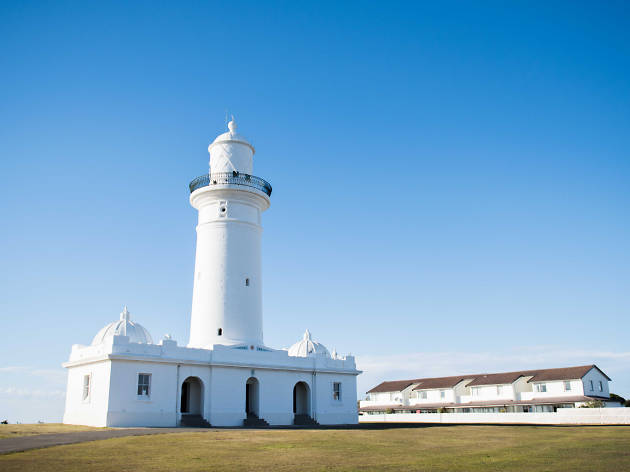 Macquarie Lighthouse Macquarie Lightstation with a blue sky background.