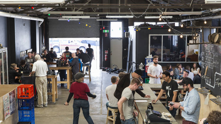 People eating and drinking at Batch Brewing in Marrickville