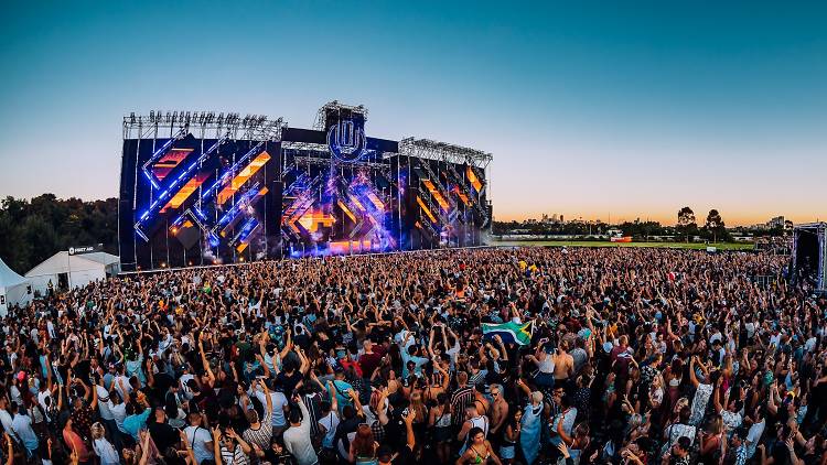 A crowd of people at Ultra music festival.