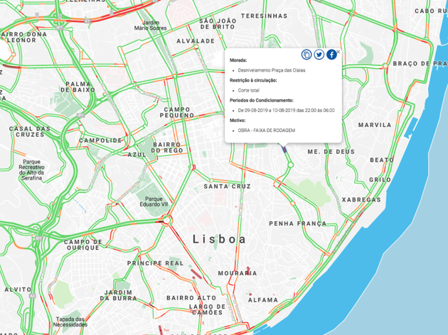 condicionamentos ao trânsito condicionamentos ao trânsito em Lisboa