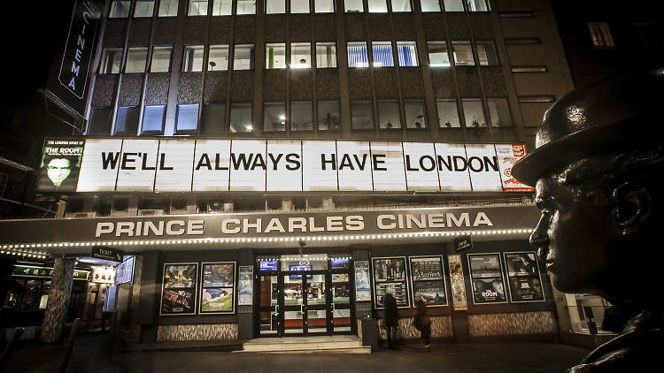 Display above the Prince Charles Cinema, commissioned by Time Out for London Loves Feature