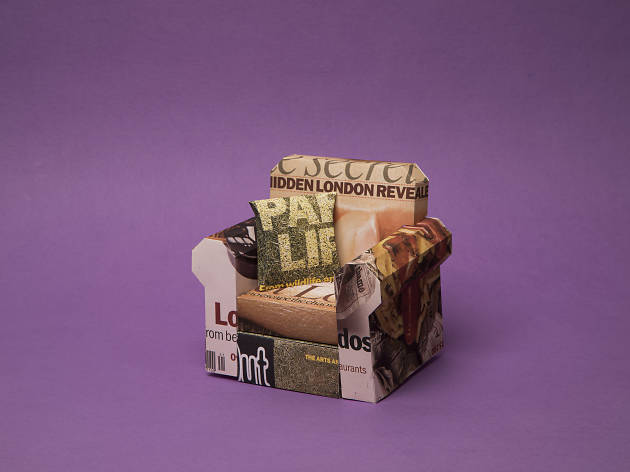 An armchair made out of paper
