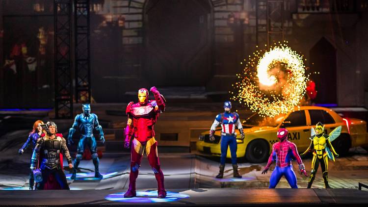 Iron Man Spider-Man Captain America Thor at Marvel Universe Live