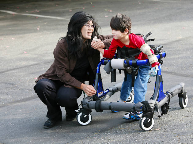 Mother with disabled son Mother with disabled son