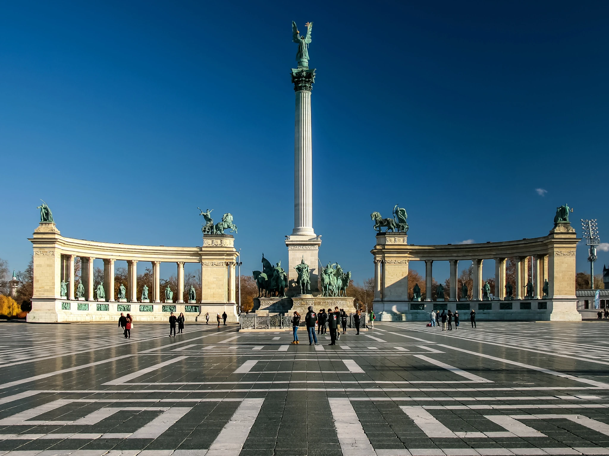 Heroes&rsquo; Square monuments in central Budapest