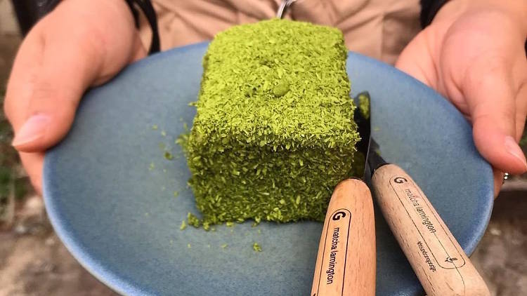 Matcha Lamington from Cafe Oratnek