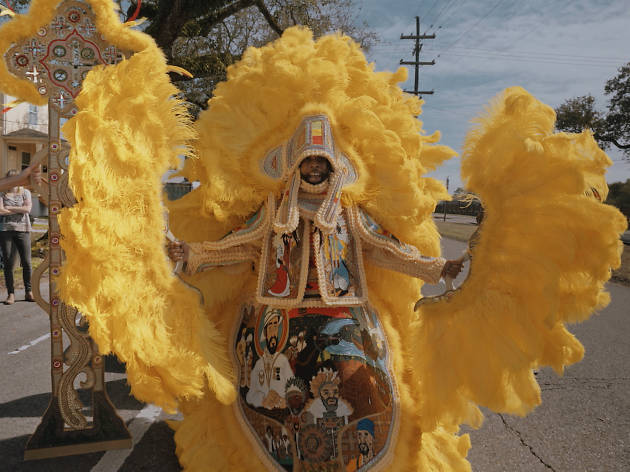 Black Masking Culture Big Chief Demond Melancon of the Young Seminole Hunters on St. Claude Avenue in New Orleans in 2018
