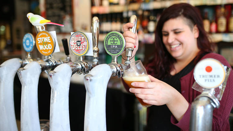 Bartender pouring a beer