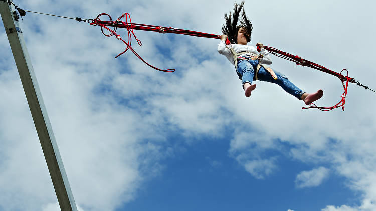 Person on a bungee trampoline