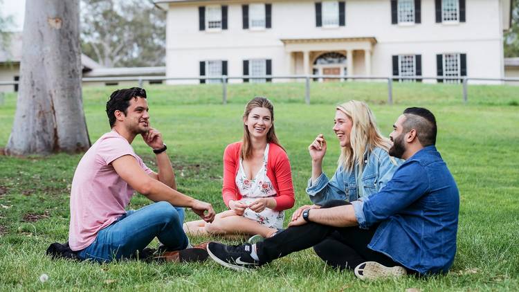 Friends enjoying a visit to Parramatta Park in Western Sydney.