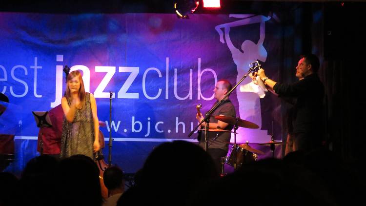 A band on stage at Budapest Jazz Club