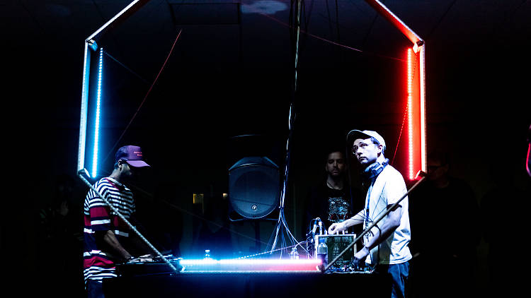 Haroon Mirza and Jack Jelfs performing Last Dance