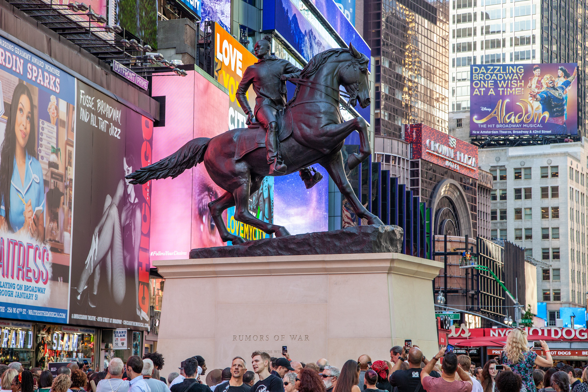 Kehinde Wiley unveils giant equestrian monument in Times Square