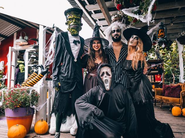 The Grounds Fright Night DO NOT USE People dressed in witch and ghost costumes for Halloween at the Grounds of Alexandria.