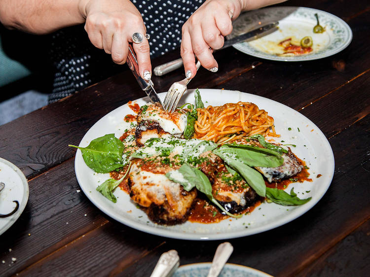 Chicken and eggplant parm at Parm Boyz