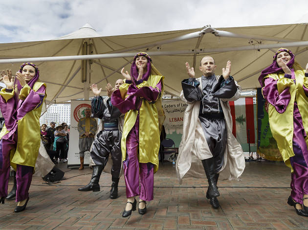 Lebanese Carnival People dancing in traditional dress at the Lebanese Carnival at Darling Harbour.