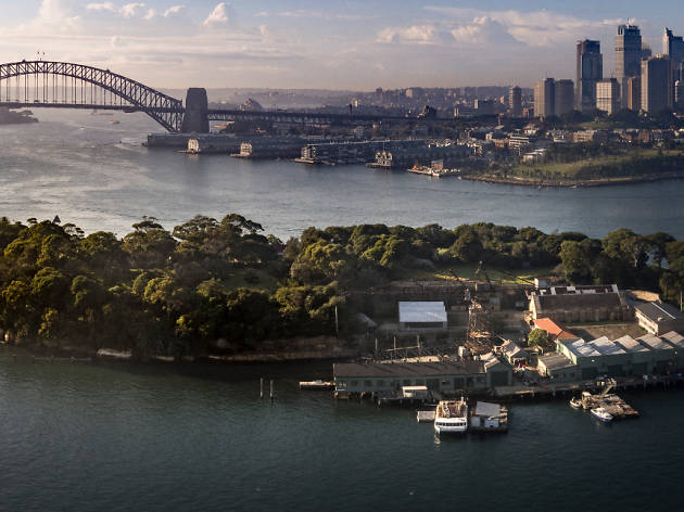 Goat Island Ariel image of Goat Island and the city.