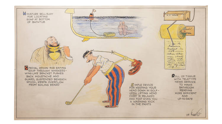 Rube Goldberg, Inventions ( Bell-Buoy, Soup Spoon, Golf ), c. 1938–1941