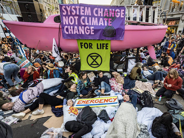 Extinction Rebellion climate change demonstration, London, UK Extinction Rebellion climate change demonstration, London, UK