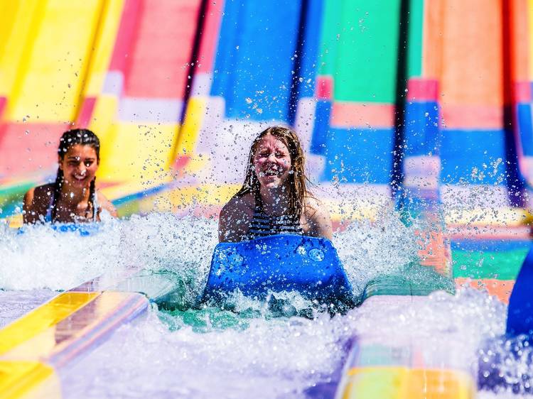 People on waterslide at Raging Waters Waterpark