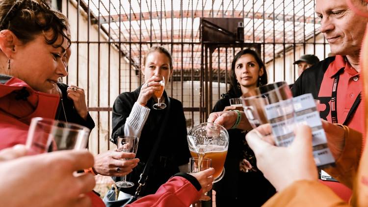 Beer drinking in a jail