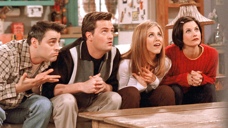 From left, Matt LeBlanc, Matthew Perry, Jennifer Aniston and Courteney Cox Arquette in “Friends."