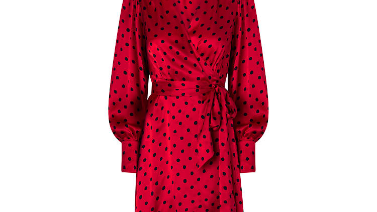 Red polka dot mini dress