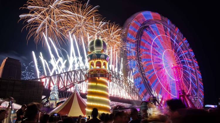 The fireworks at Luna Park New Year's Eve party.