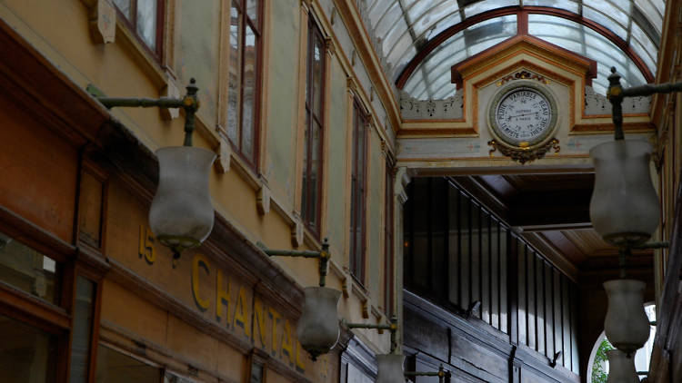 Inside the Passage du Bourg-l’Abbé covered passage in Paris