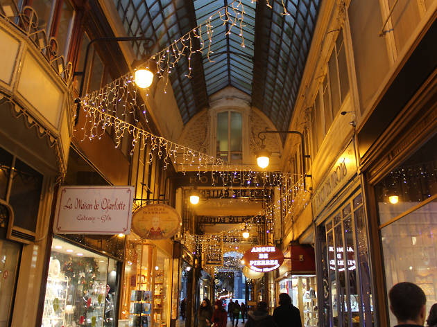 Passage Jouffroy Inside the Passage Jouffroy covered passage in Paris at night