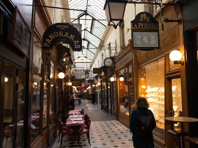 Passage des Panoramas Inside the Passage des Panoramas covered passage in Paris