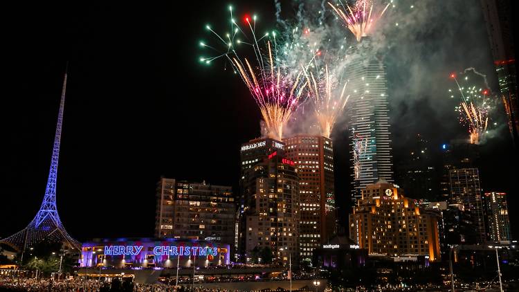 New Year's Eve fireworks over the Arts Centre
