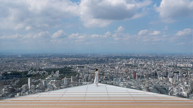 Take a photo of the famous Shibuya crossing from above at Shibuya Sky