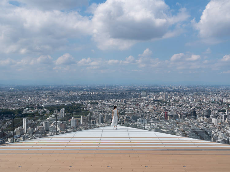 Take a photo of the famous Shibuya crossing from above at Shibuya Sky