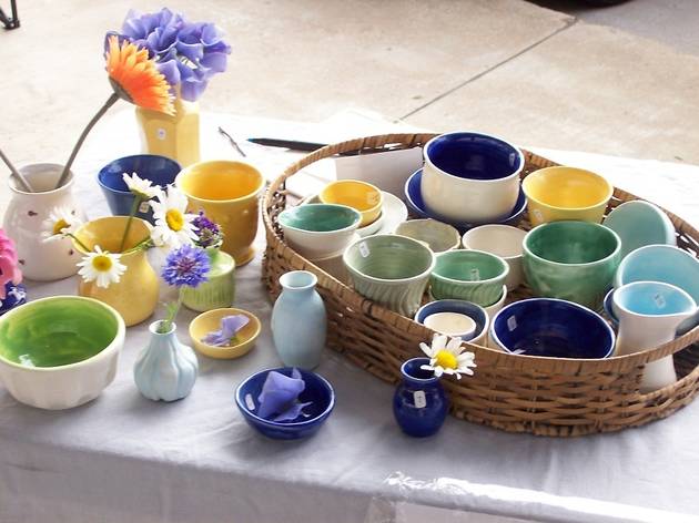 Generic Market Stall Handmade ceramic mugs and bowls at a market stall