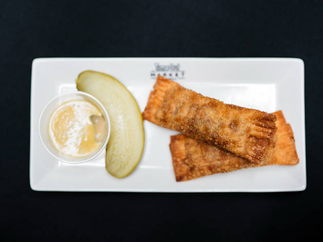 Demo Kitchen, Time Out Market Smoked meat egg roll by Laurent Godbout at Time Out Market Montreal
