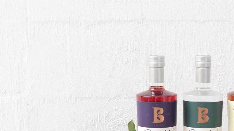 Bottles of Brookies liquor on a table.