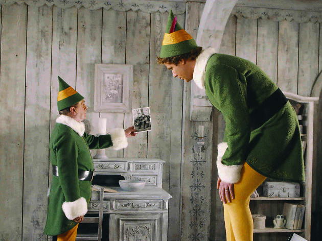 Elf Bob Newhart (left) as "Papa Elf" and Will Ferrell (right) as "Buddy" in Elf.