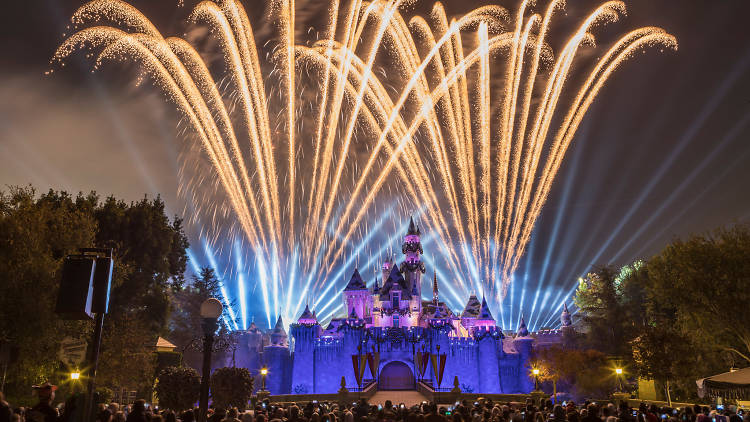 Holiday fireworks at Disneyland