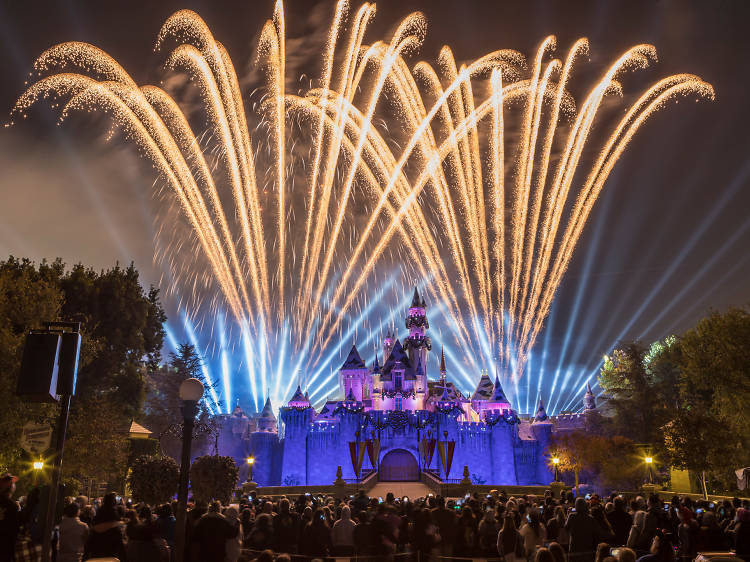 Holiday fireworks at Disneyland