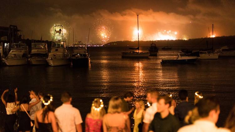 People watching the fireworks from Watsons Bay.