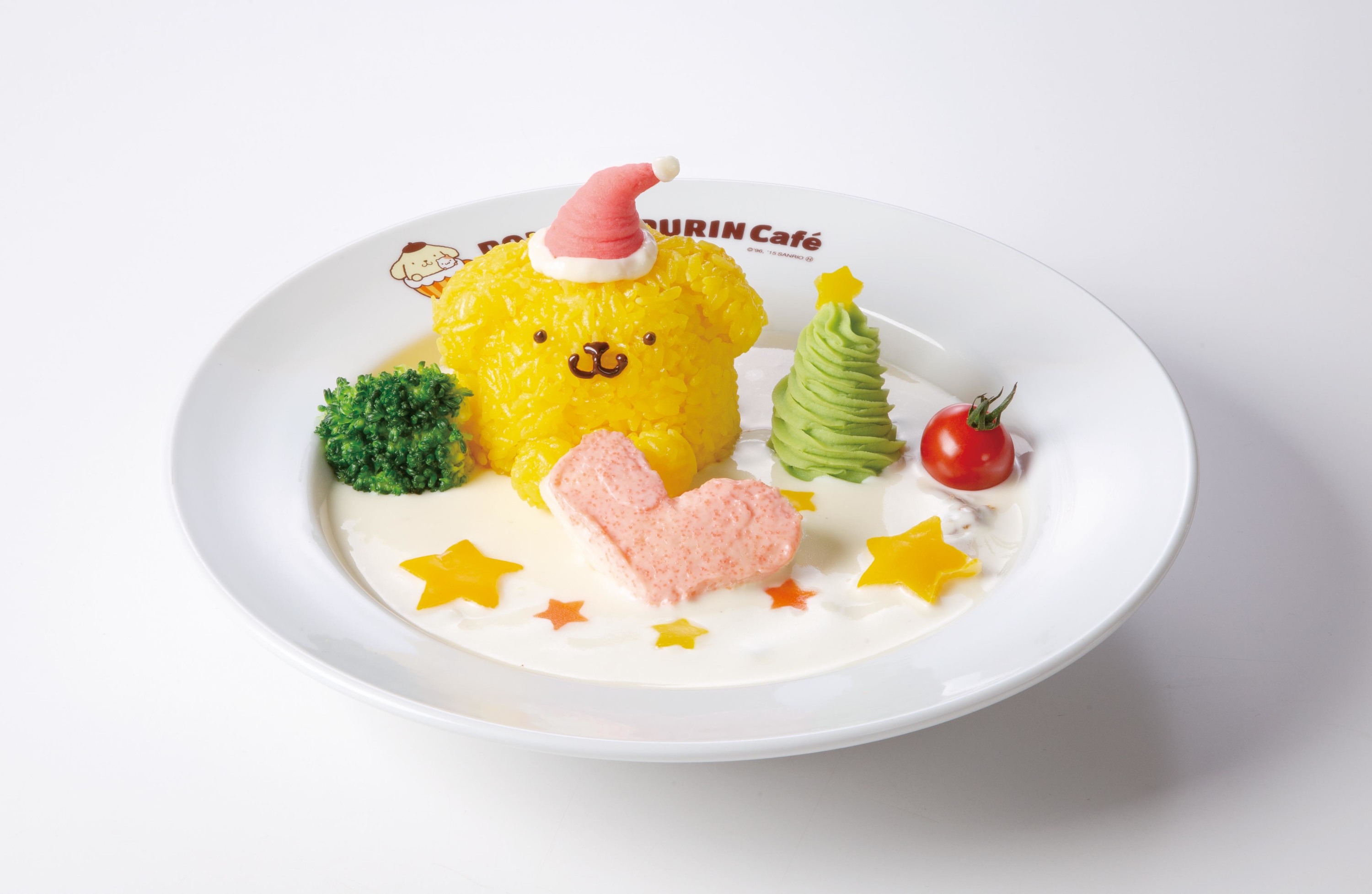 ポムポムプリンカフェ　マスコット　リース持ってる ポムポムプリンカフェのほっこりX'mas