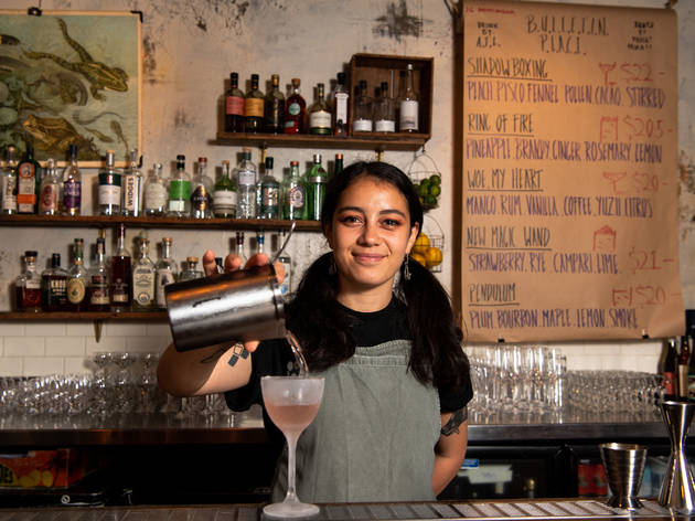 Bulletin Place, Atlanta Pahulu Atlanta Pahulu pouring a cocktail at Bulletin Place