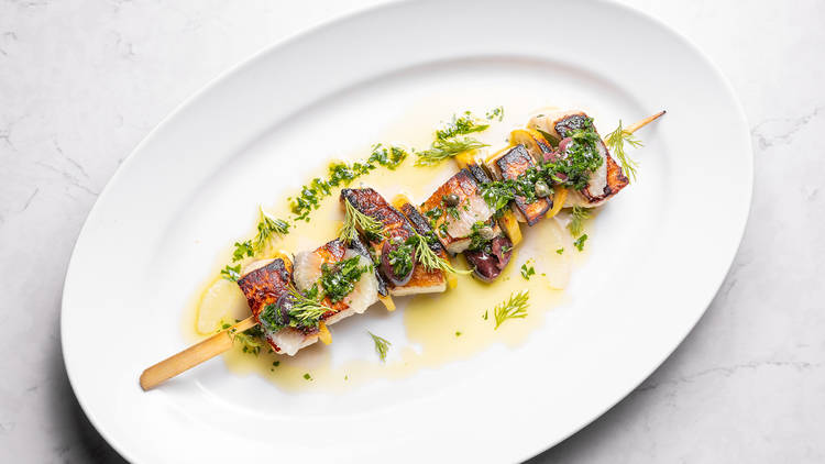 Swordfish Skewers with Salsa Verde Recipe - Chad Colby