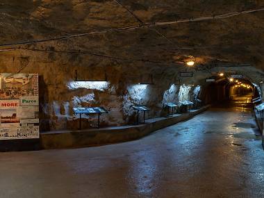 Admire art and party in a war-time shelter Admire art and party in a war-time shelter