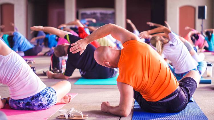 People doing yoga