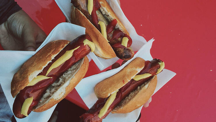 Classic Chicago dog at Dogma Grill