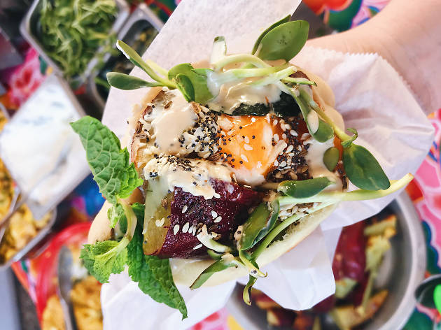 Zoe Food Party pita Highland Park Collage Coffee pop up