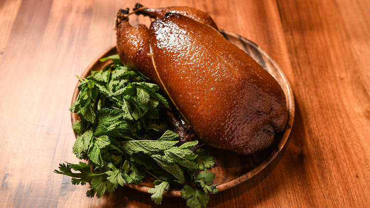 Whole roasted duck at Brian Fisher